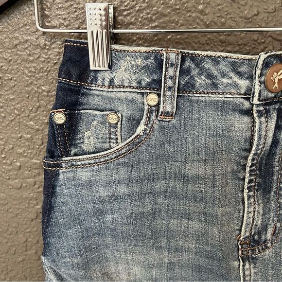 One Teaspoon 2020 Mini High Waist Denim Skirt in Superstar Blue size 23 - Picture 7 of 14